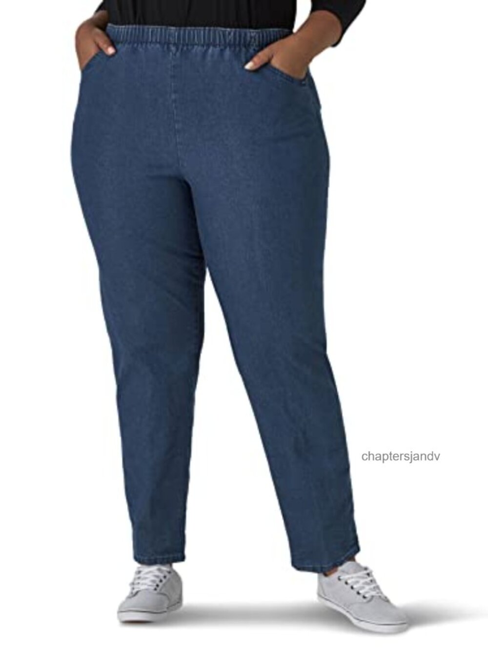 Plus Size Stretch Pull-On Jeans Elastic Waist Tapered Leg
